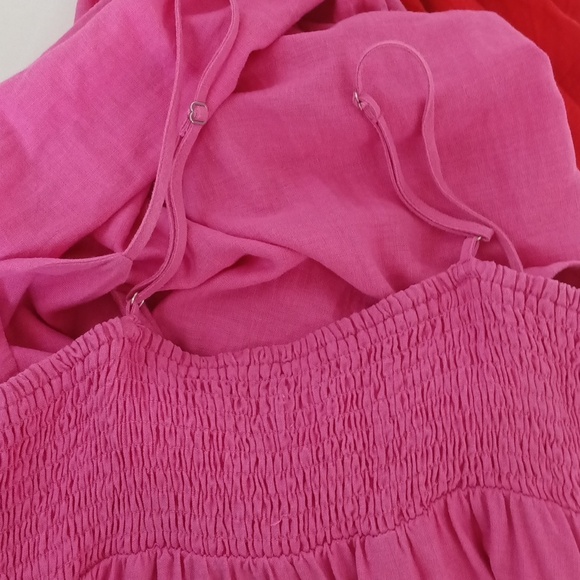 Tabitha Brown/Target Women's Linen Maxi Tiered Slip Dress Size S Pink Colorblock - Picture 8 of 10